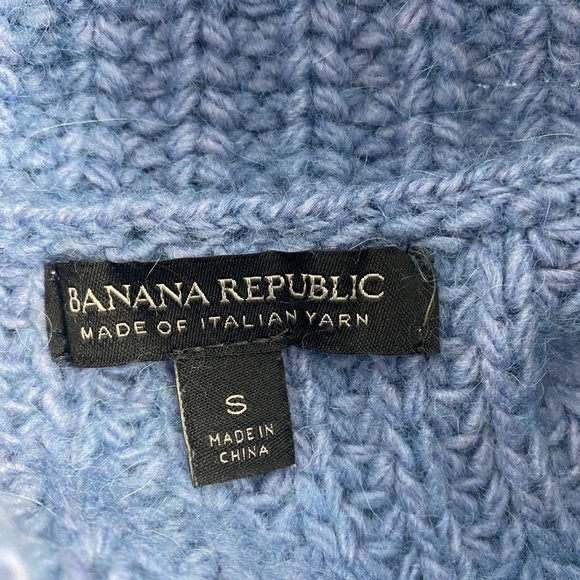 ❄️Banana Republic - Mixed Stitch Turtleneck Sweater in Blue Size S - Picture 3 of 5